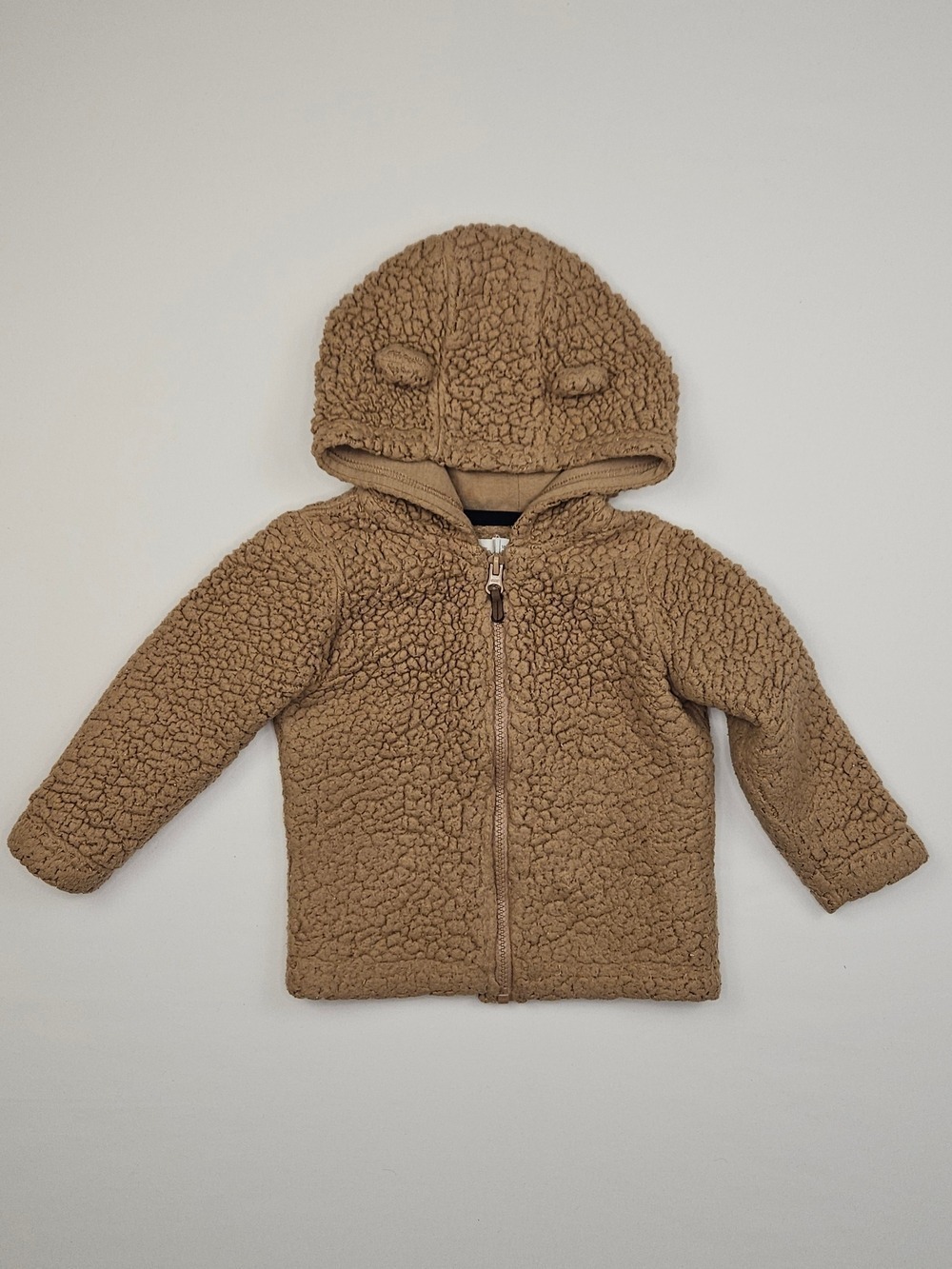 5/$25 Baby Teddy Fleece Jacket 18-24M Brown Bear Ear Hood Cozy Zip Up